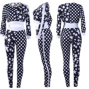 Wholesale Custom Stylish Star Designs Ladies Sweat suit